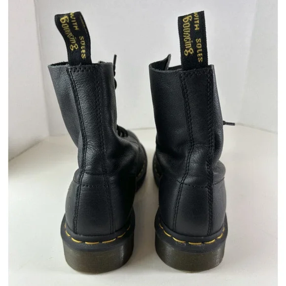Doc Dr. Martens 1460 Virginia Soft Leather Boots Black Lace Up Women's Size 8 - Picture 8 of 14